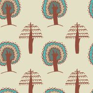 vector watercolor trees seamless pattern N7