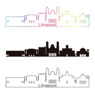Limassol skyline linear style with rainbow