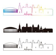 Athens OH skyline linear style with rainbow