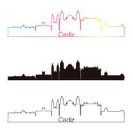Cadiz skyline linear style with rainbow