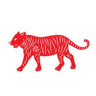 Red paper cut a tiger zodiac symbols