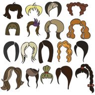 Vector silhouette of a variety hairstyles N4