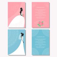 Set with bride silhouette for design wedding card poster N2