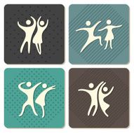 two dancer icon set vector