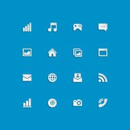Web site vector icons set bend paper effect N8