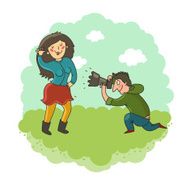 Funny girl posing to photographer N2