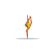 Beautiful dancer girl on the pole Vector Illustration N2