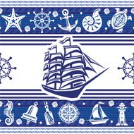 Banners with Nautical symbols and ship