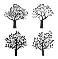 Set of black vector tree with leafs N2