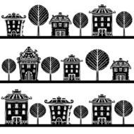 Seamless pattern with buildings trees N3