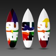 Vector Surfboards Design Template with Abstract &quot;SURF&quot; Label