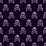 Silver glitter skulls in love seamless pattern