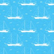 Seamless background sailboats and waves N2
