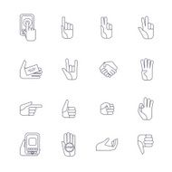 Hand icons set line contour