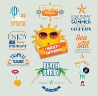 collection of bright summer vector design elements