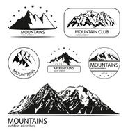 Set of mountain logo elements