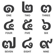 Thai Number Silhouette Icons