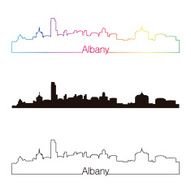 Albany skyline linear style with rainbow