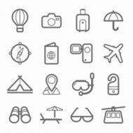 travel symbol line icon set