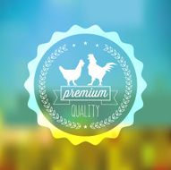 premium chicken label on blurred background