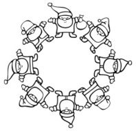 Vector silhouette Santa Clauses circle