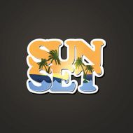 Abstract Sunset Label Vector