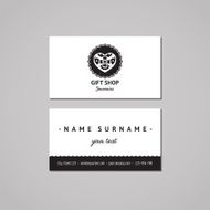 Gift shop business card design concept Logo with heart box