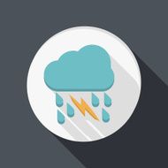 paper flat icon cloud rain lightning