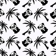 Seamless pattern with palm tree panda bear N2