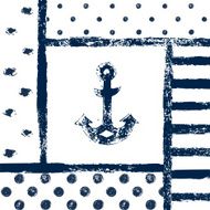 Grunge printed anchor silhouette in a patterned frame vector