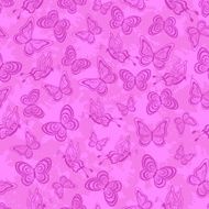 Seamless Pattern Pink Outline Butterflies