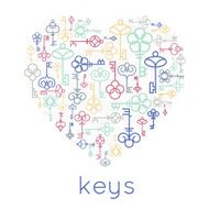 Vector keys heart badge N2