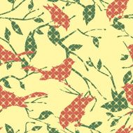 Seamless vector pattern with birds and tree branches N2