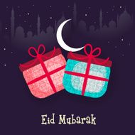 Muslim community festival Eid Mubarak celebration with gift