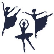 Set of ballerinas silhouettes on white background