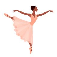 Stylized silhouette of ballerina in dress on white background N2