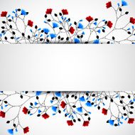 Abstract nature background with red and blue flowers N8