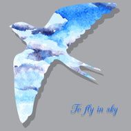 vector watercolor bird silhouette