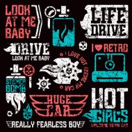 Car and military masculine badges