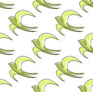 Seamless pattern of outline abstract swallow birds N2