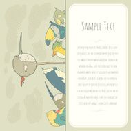 Cute doodle birds greeteng or invitation card with place for N2