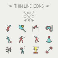 Sports thin line icon set N5