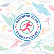 Running Club Label Template Over Shoes Seamless Pattern