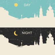 View of the heritage Russian city day and night N2