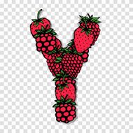 Letter Y made from red berries sketch for your design