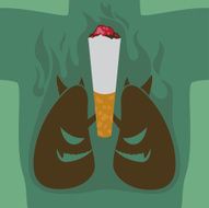 Abstract with cigarette and lungs