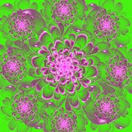 Beautiful purple flower on green background Computer generated