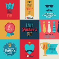 Happy fathers day vintage retro badges set