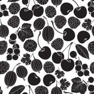 Seamless pattern with berry silhouettes Raspberry blackberry gooseberry cherry currant N2