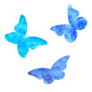 Set of watercolor butterflies silhouettes isolated on white background